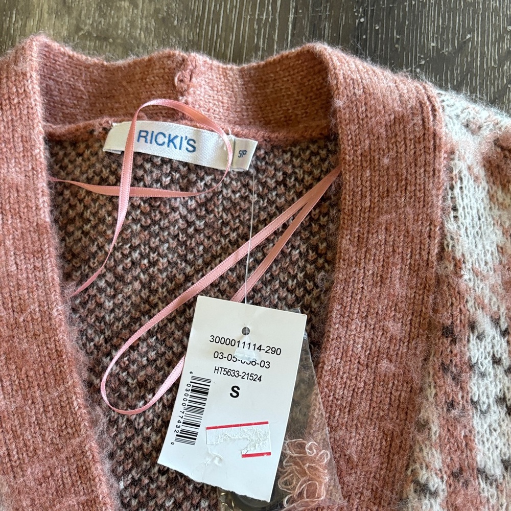 Ricki's Pink Plaid Cardigan Sweater - Picture 5 of 6